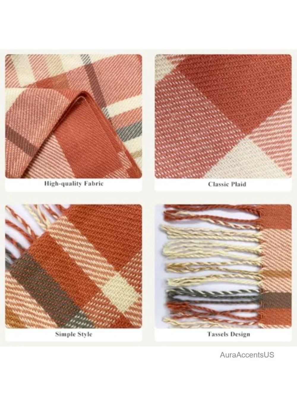 Cashmere Feel Plaid Scarf Shawl Wrap Winter Warm